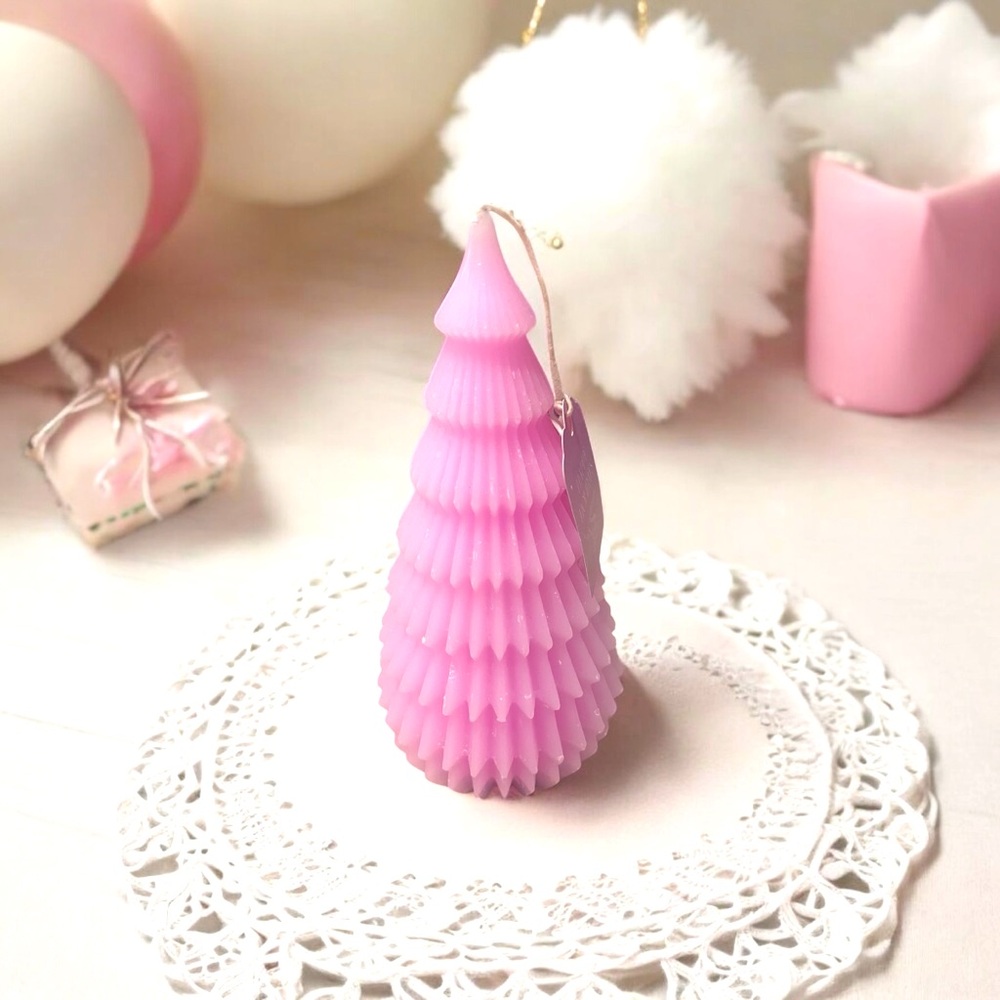 Pink Christmas tree candle